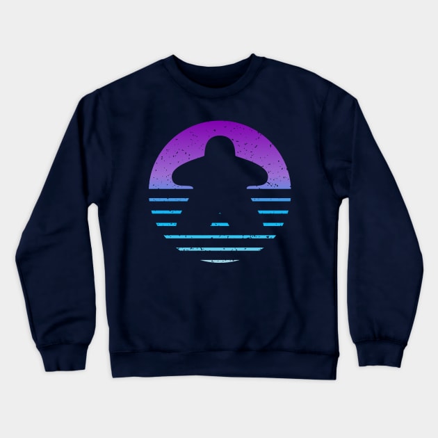 Retro Board Game Meeple Crewneck Sweatshirt by Beam Geeks